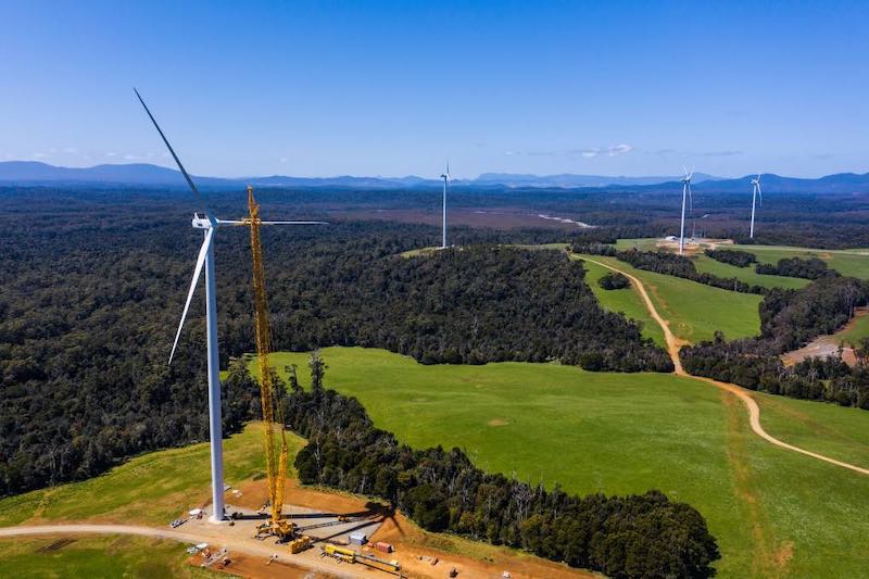 Final turbine completed at Tasmania's Granville Harbour wind farm RenewEconomy