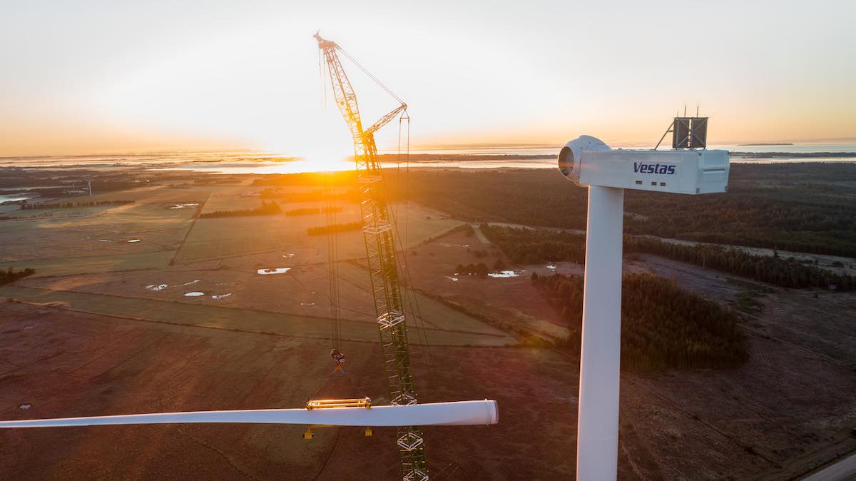 Vestas construction wind farm sunset